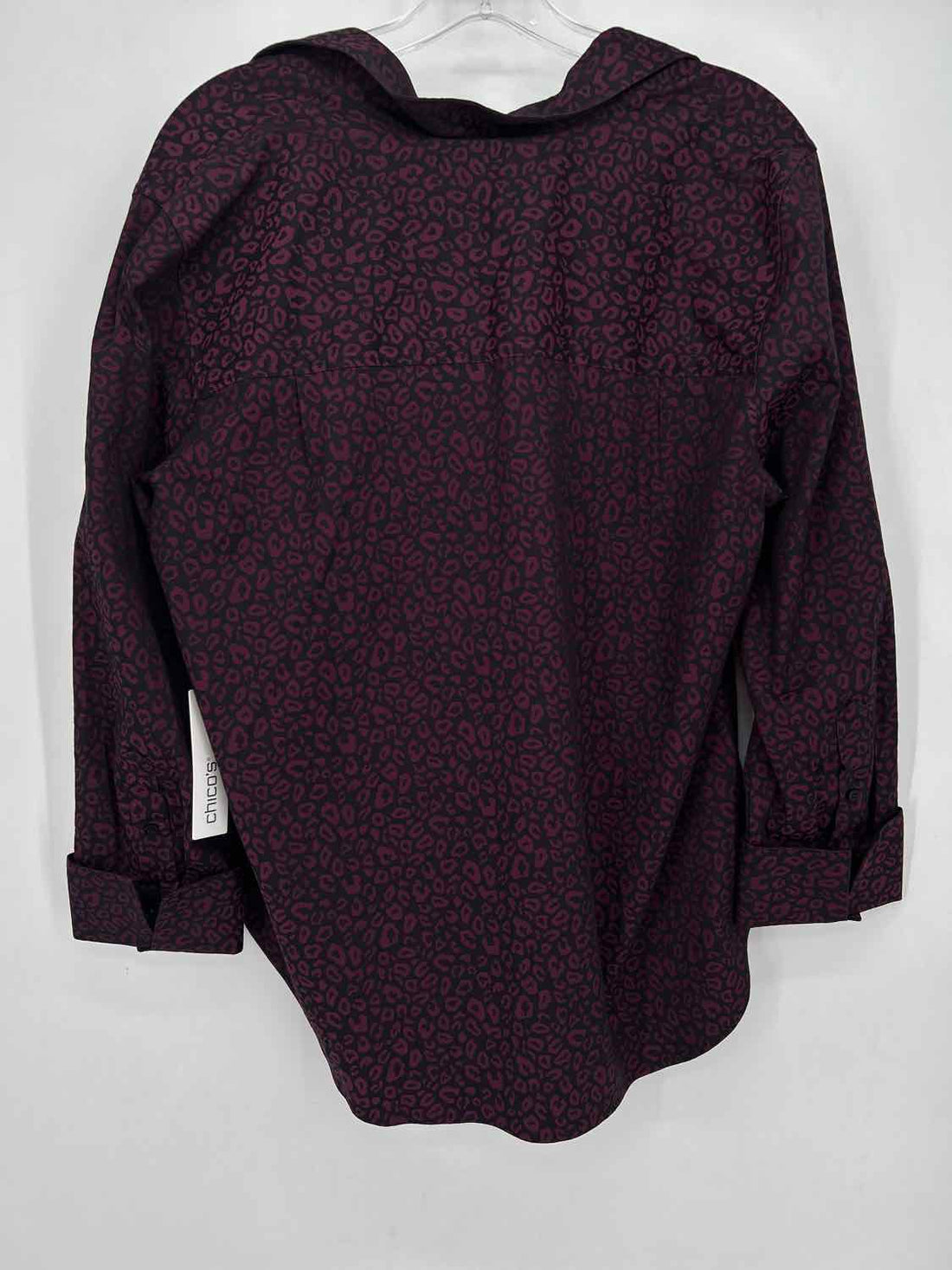 Chicos Size 2 (12) Black & Purple Leopard NWT Long Sleeve