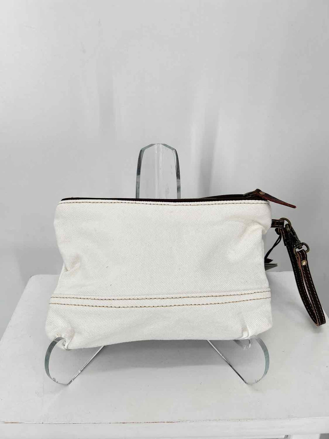 Myra Bag White & Brown Canvas NWT Clutch