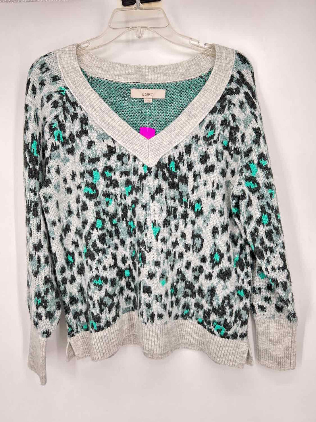 Loft Size S Teal Leopard Sweater