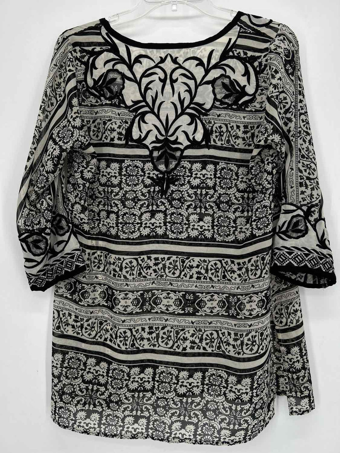 Gretchen Scott Size XS Beige Print Embroidered Short Sleeve