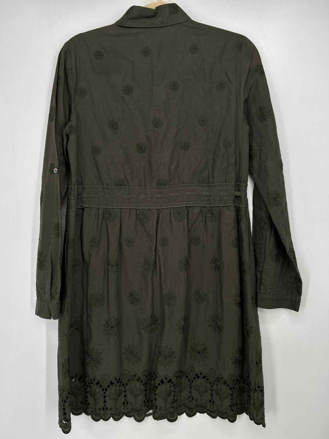 Diane Von Furstenberg Size 4 Green Embroidered Long Sleeve Dress