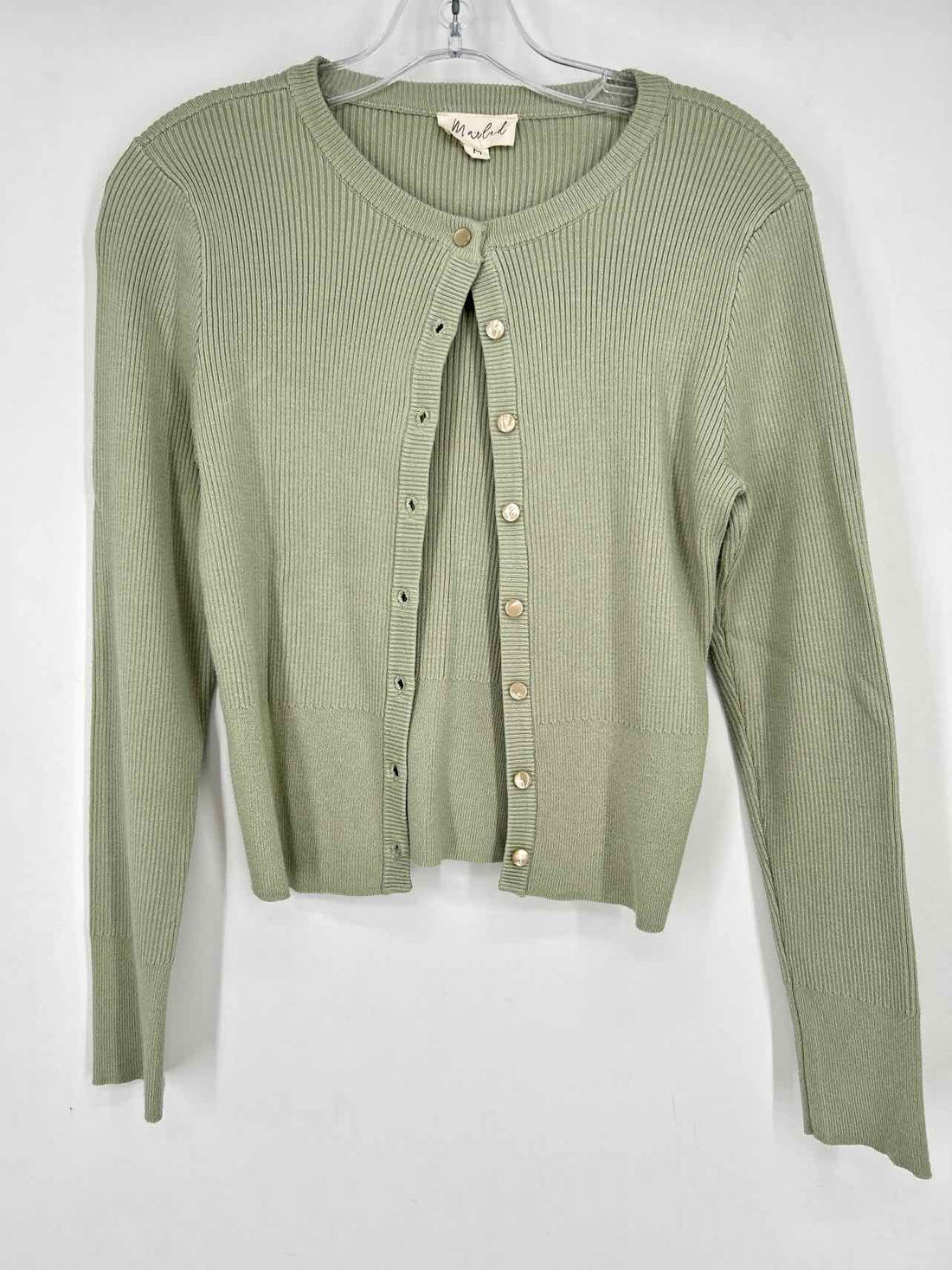Marled Size M Light Green Cardigan