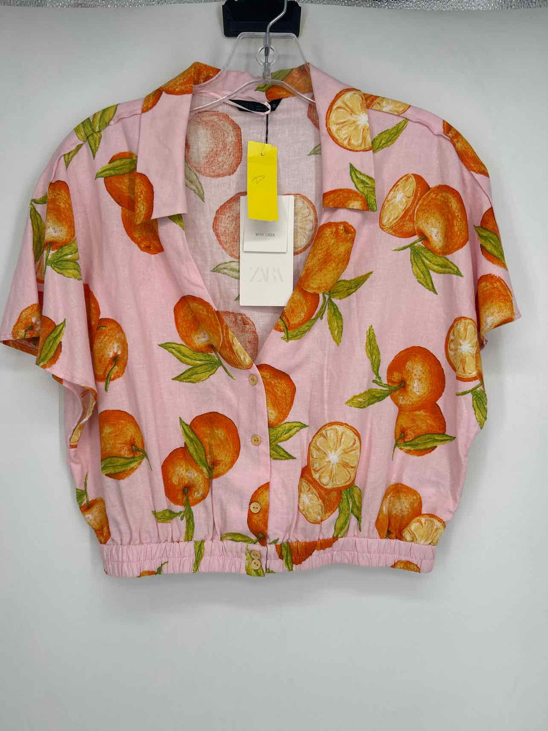 Zara Size M Pink Print NWT Short Sleeve