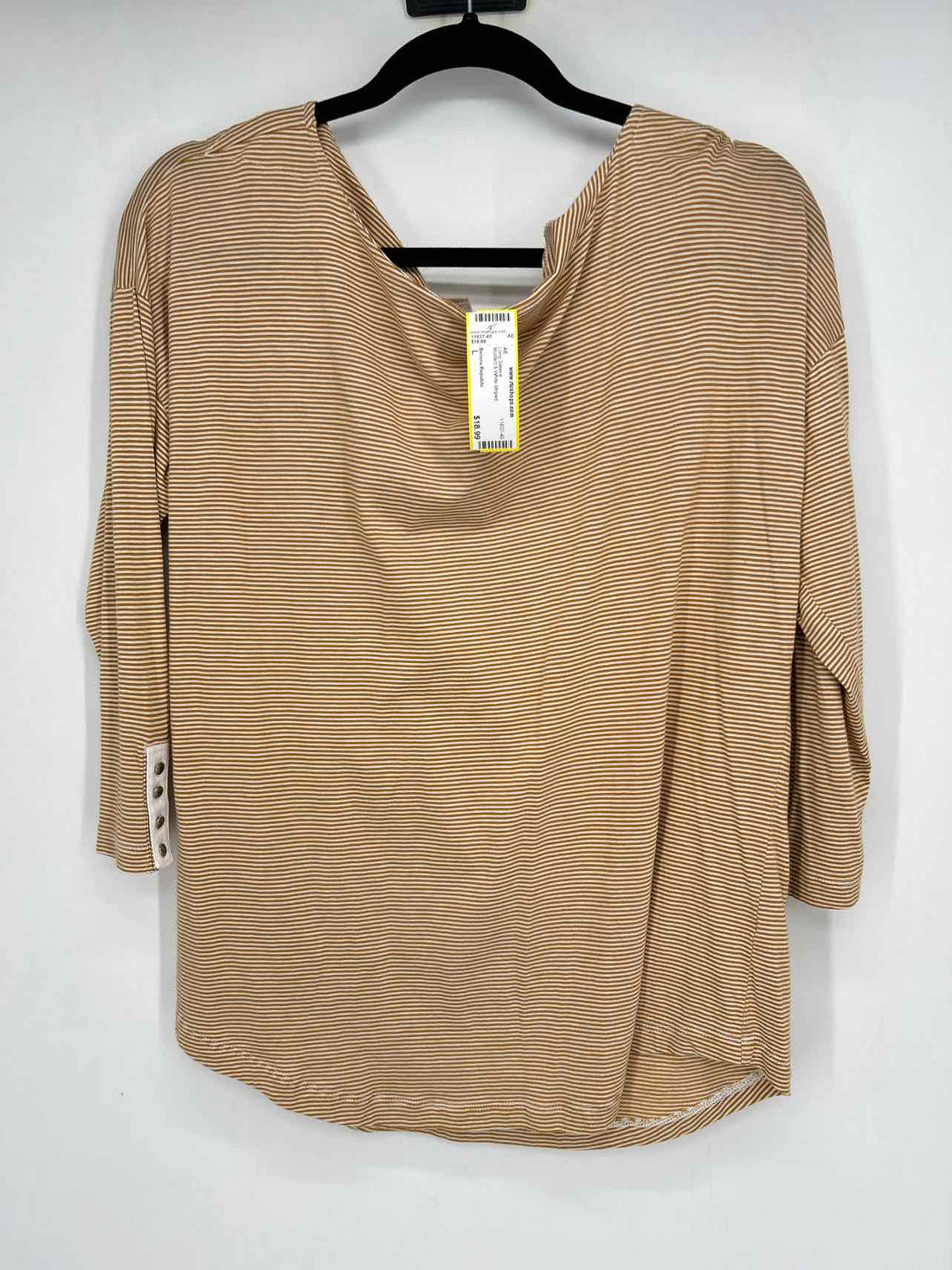 Banana Republic Size L Mustard & White Striped Long Sleeve