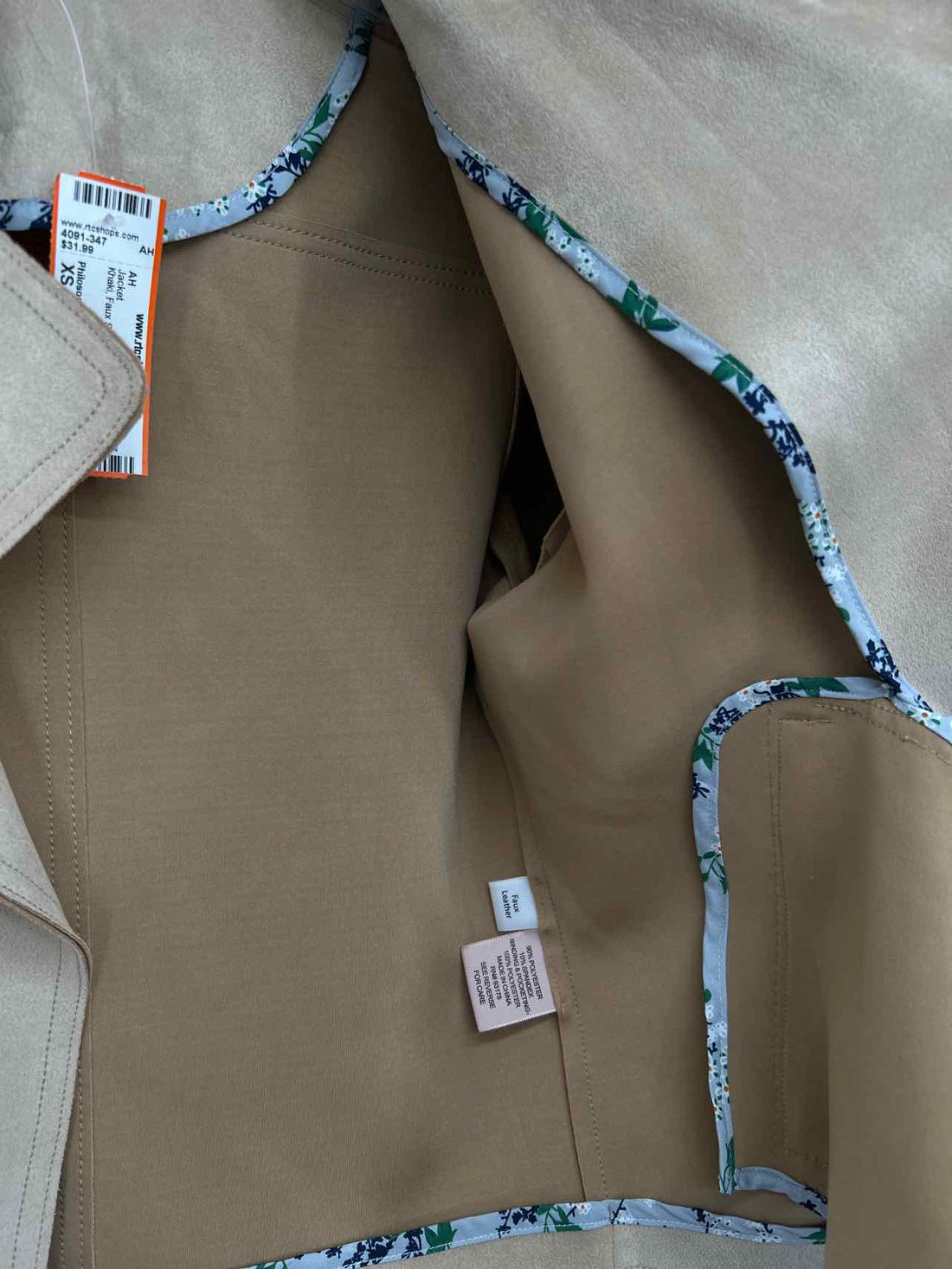 Philosophy Size XS Khaki Faux Suede Jacket