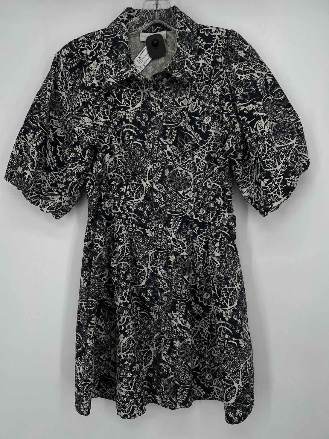 Caroline Constas Size M Black & White Print Short Sleeve Dress