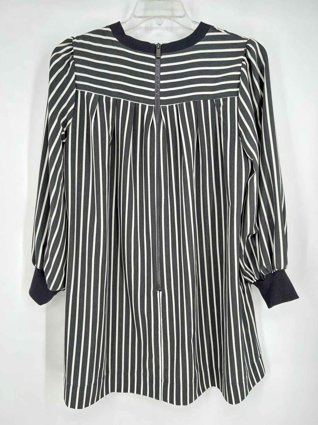 LDT Size 8 Gray & White Striped Long Sleeve Dress