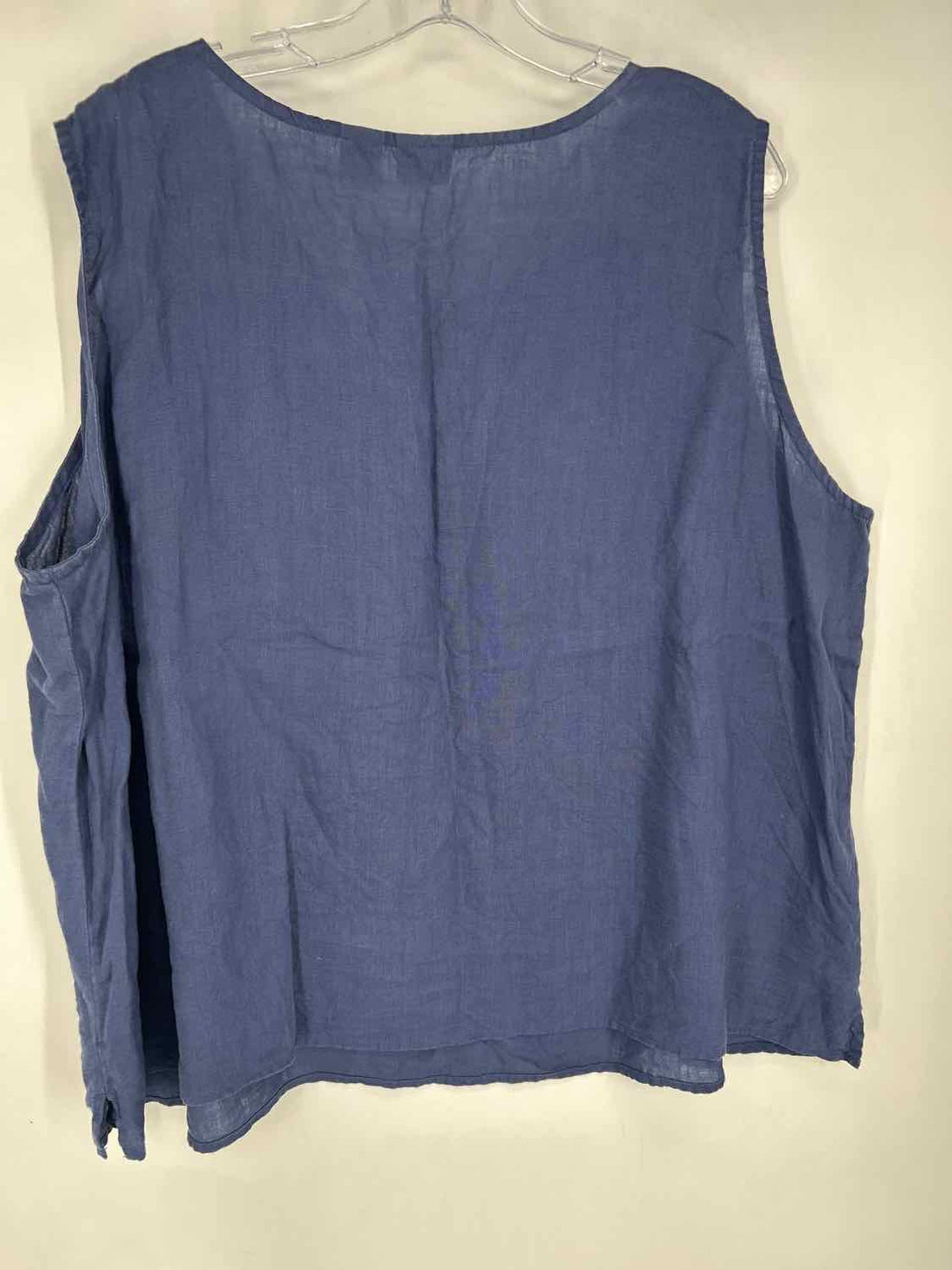 L L Bean Size 2X Dusty Blue Linen 100% Sleeveless Top/Blouse