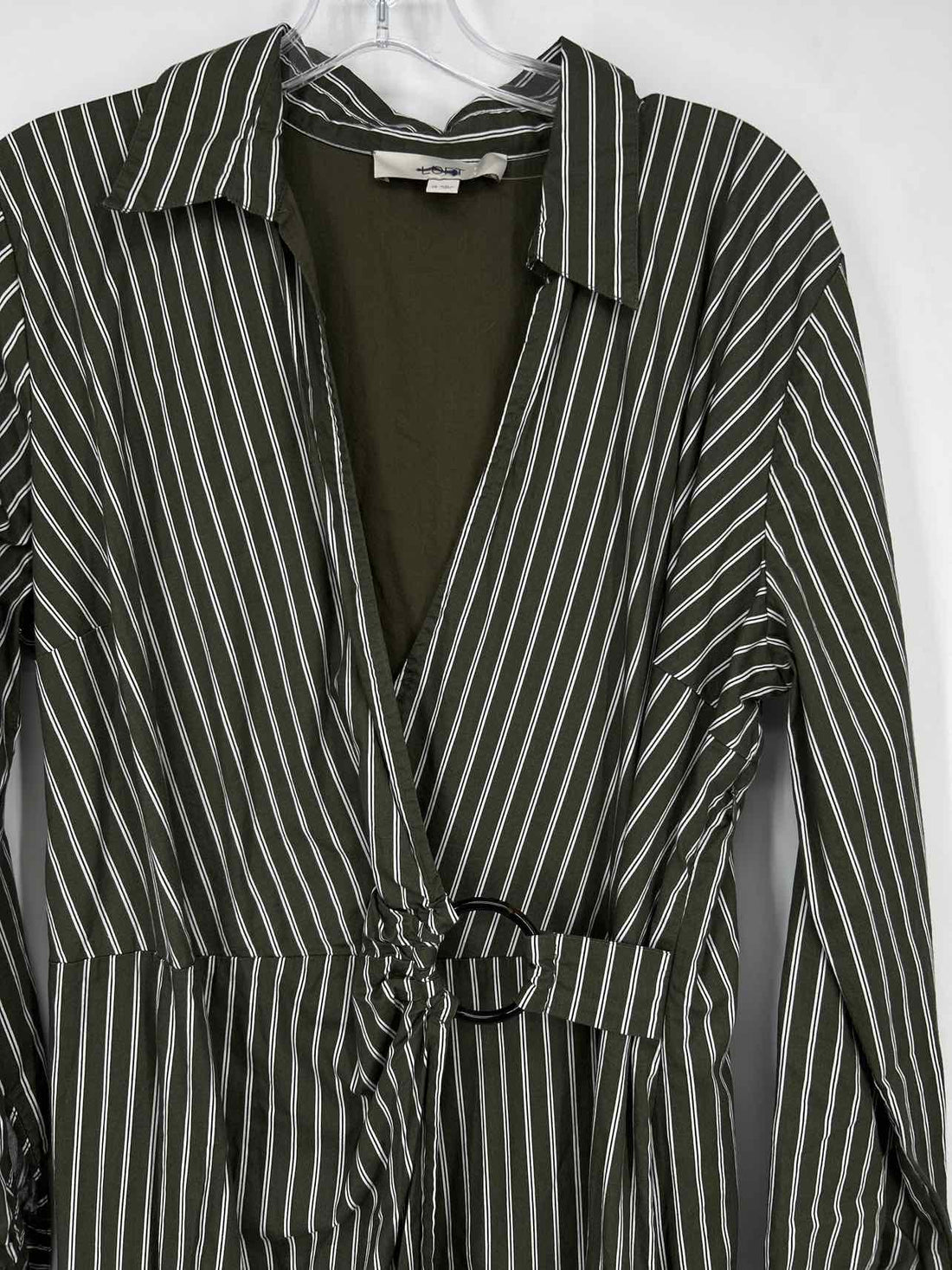 Loft Size 12 Dark Green Stripe Long Sleeve Dress