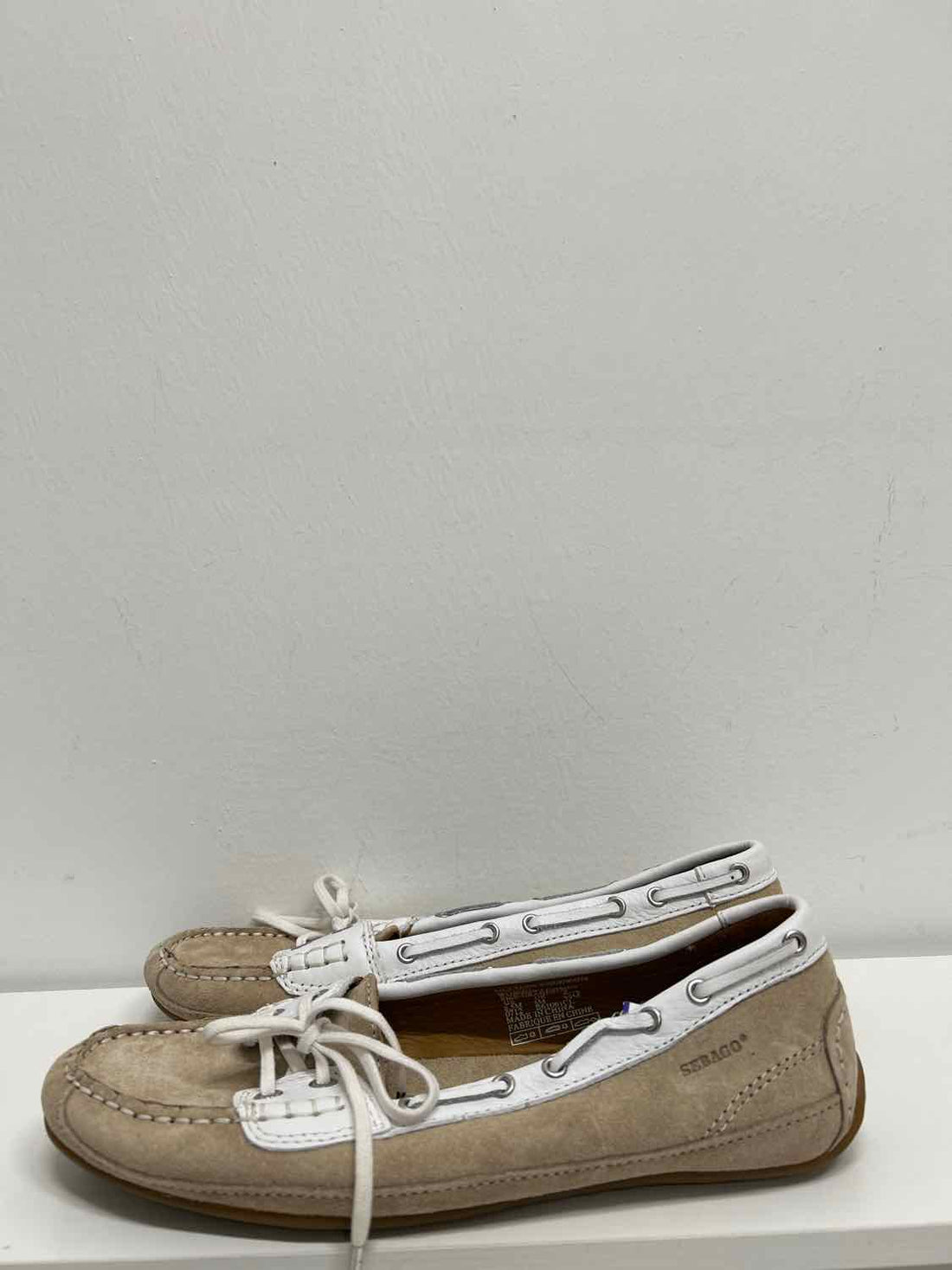 Sebago Women Size 8.5 Khaki & White Suede Loafers