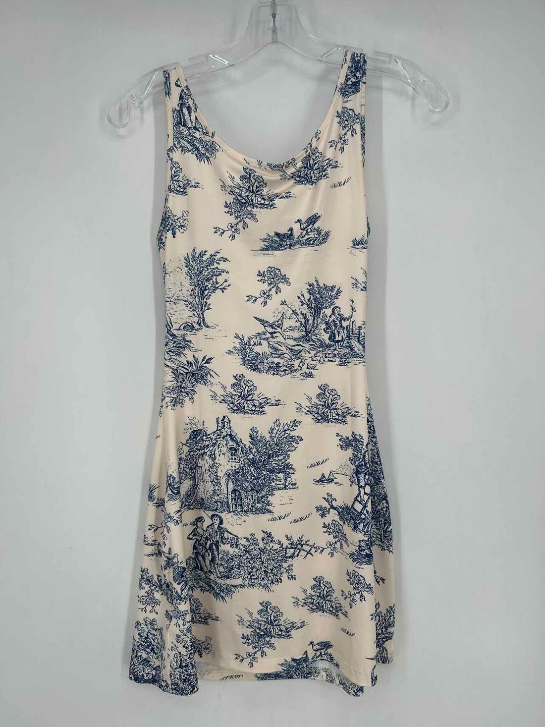 Cider Size XS Cream & Navy Print Sleeveless Dress