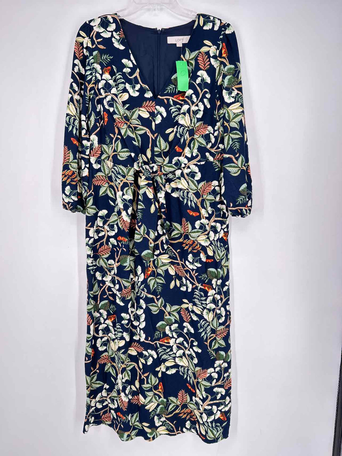 Loft Size 10 Navy Floral Long Sleeve Dress