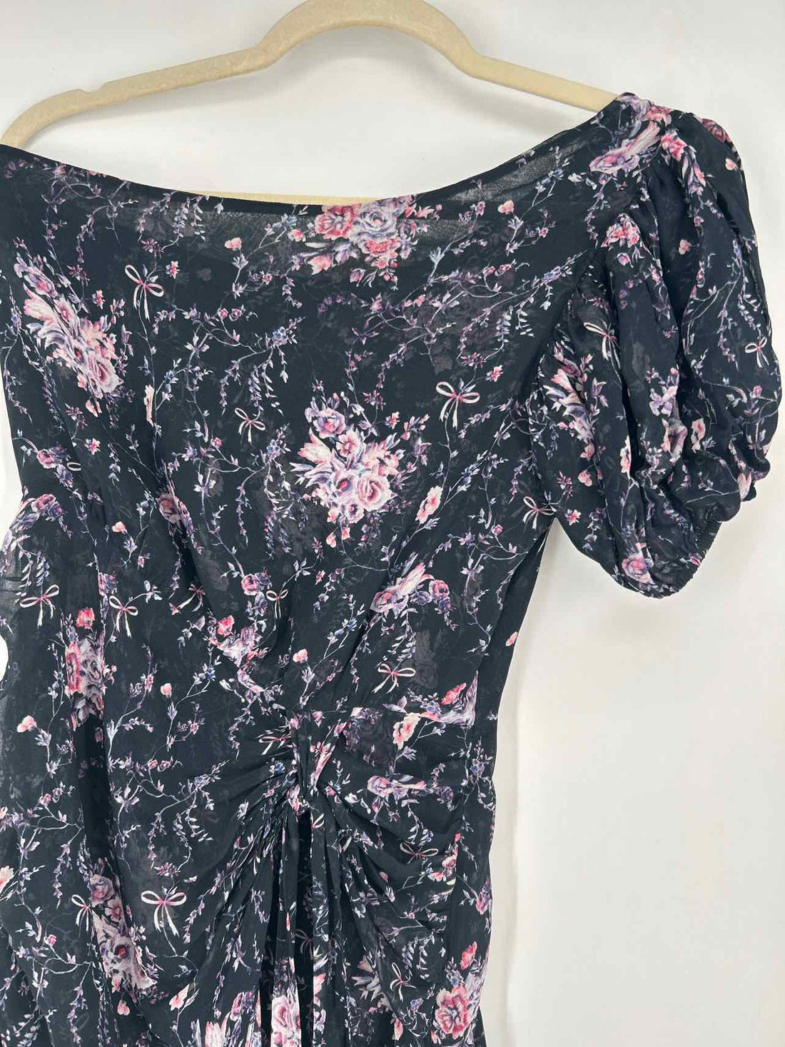 Love Shack Fancy Size XS Navy Floral One Shoulder Dress