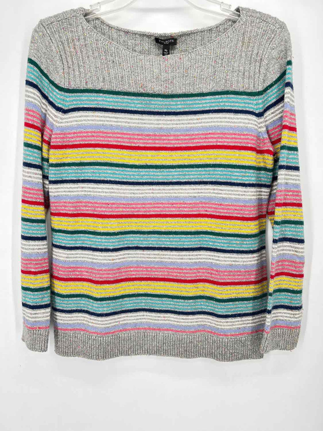 Talbots Size MP Gray Stripe Sweater