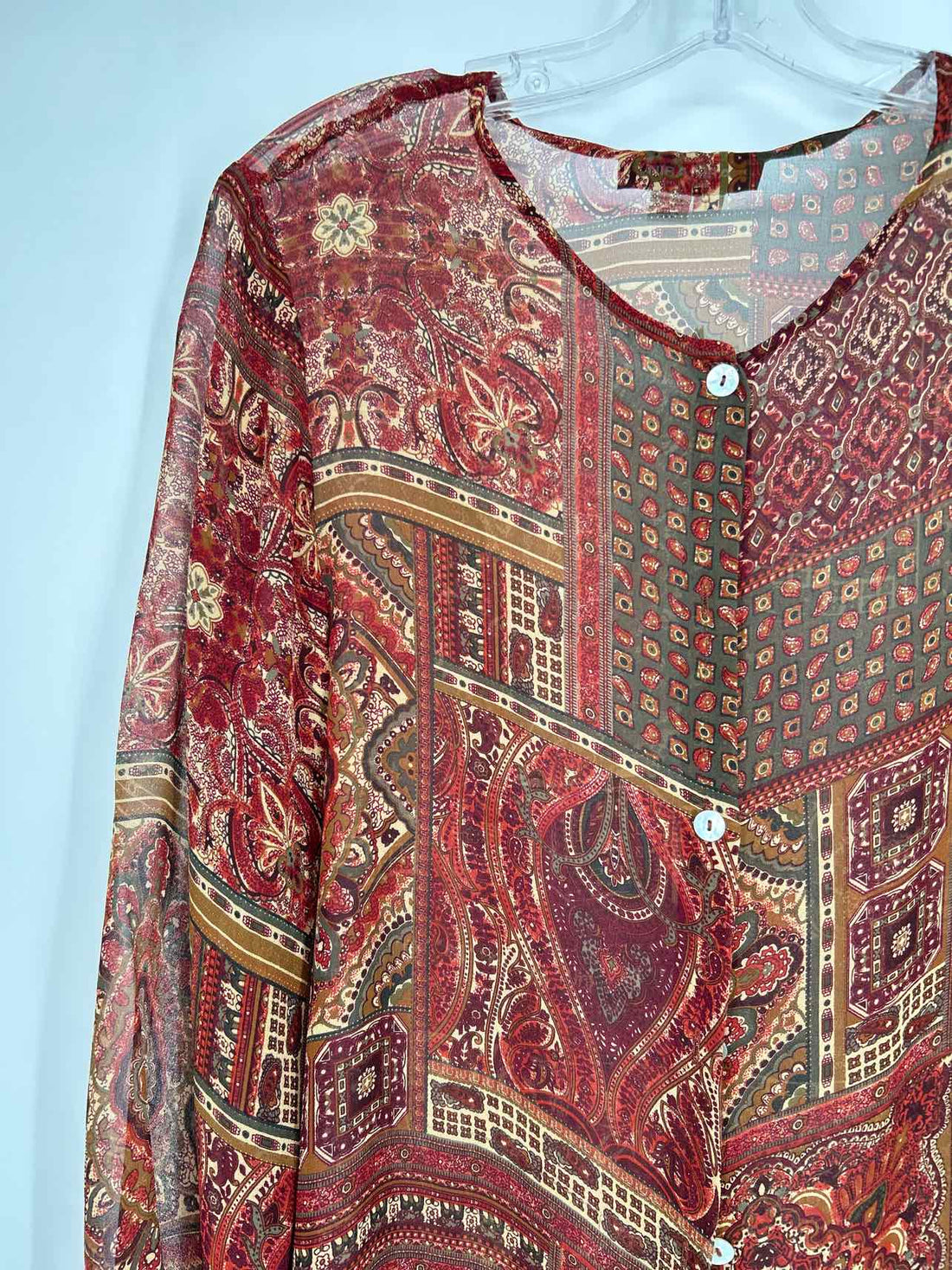 Nira Nira Size L red & beige print Long Sleeve