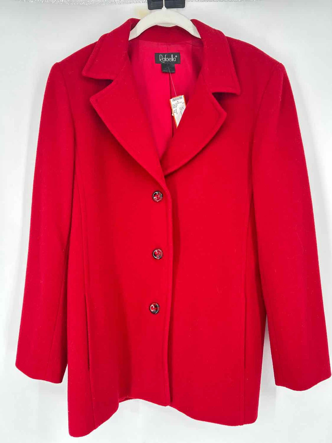 Rafaella Size 14 Red Wool & Cashmere Blend Vintage Coat