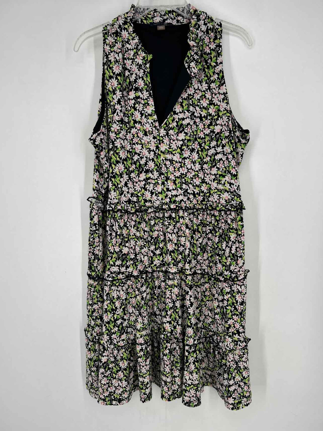 Tommy Hilfiger Size 14 Black & White Floral Sleeveless Dress
