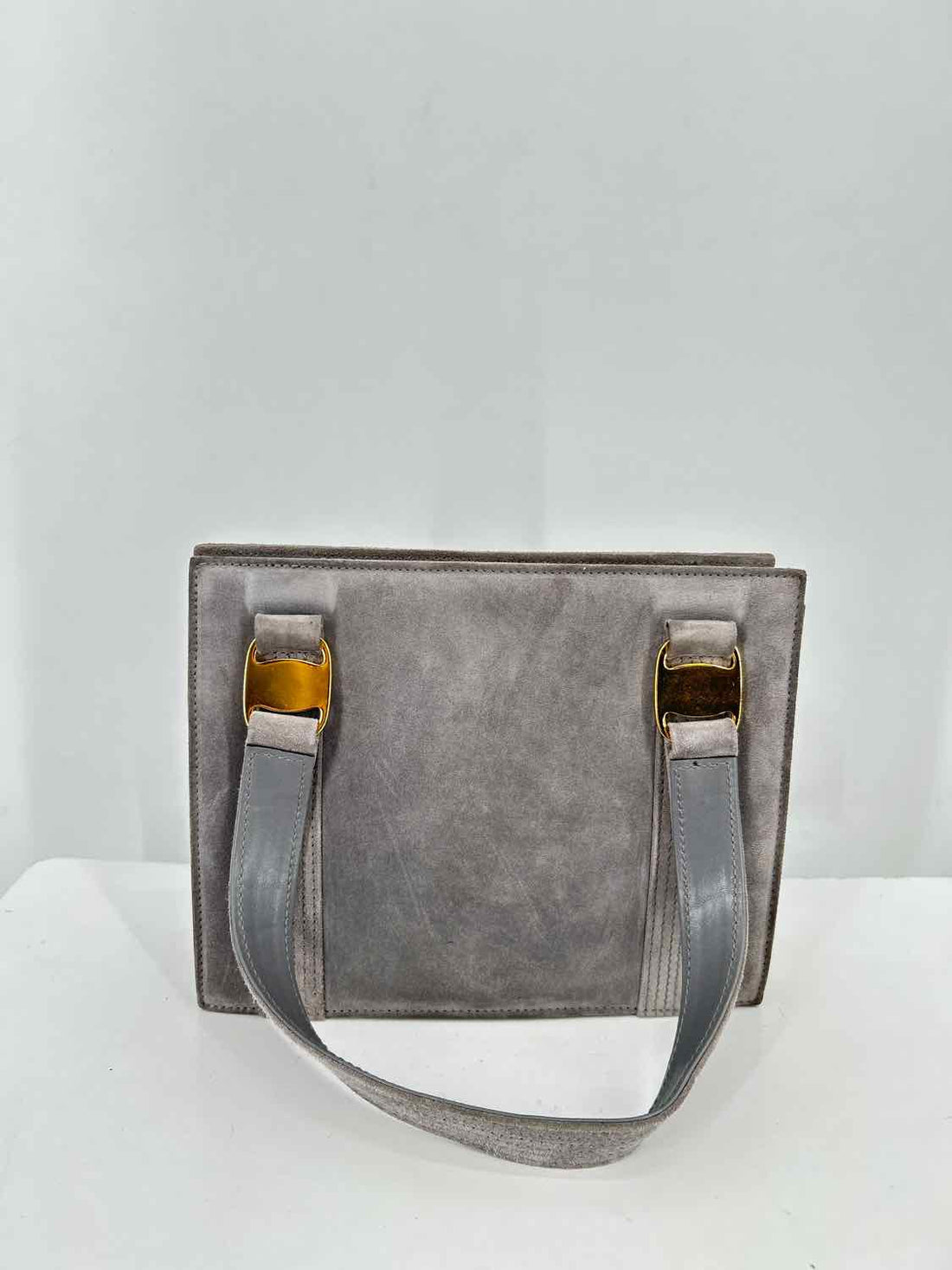 Salvatore Ferragamo Gray Suede Satchel