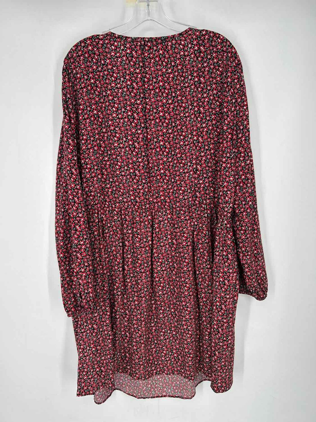 Loft Size XL Black & Red Floral Long Sleeve Dress