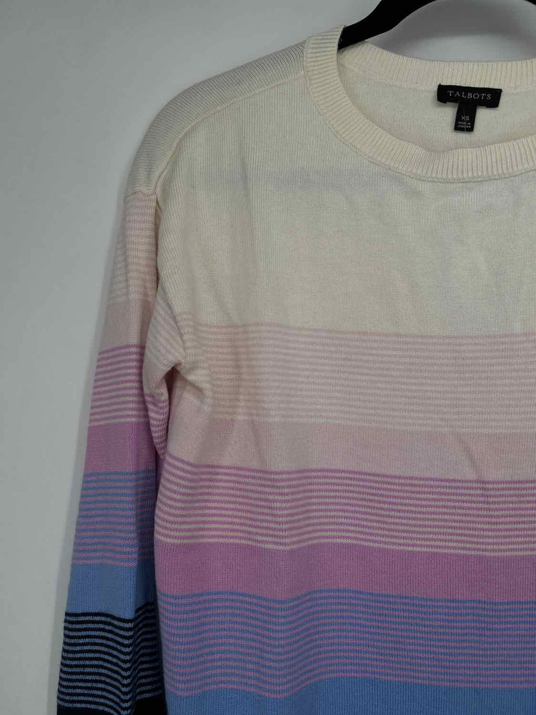 Talbots Size XS White Pink & Blue Striped Sweater