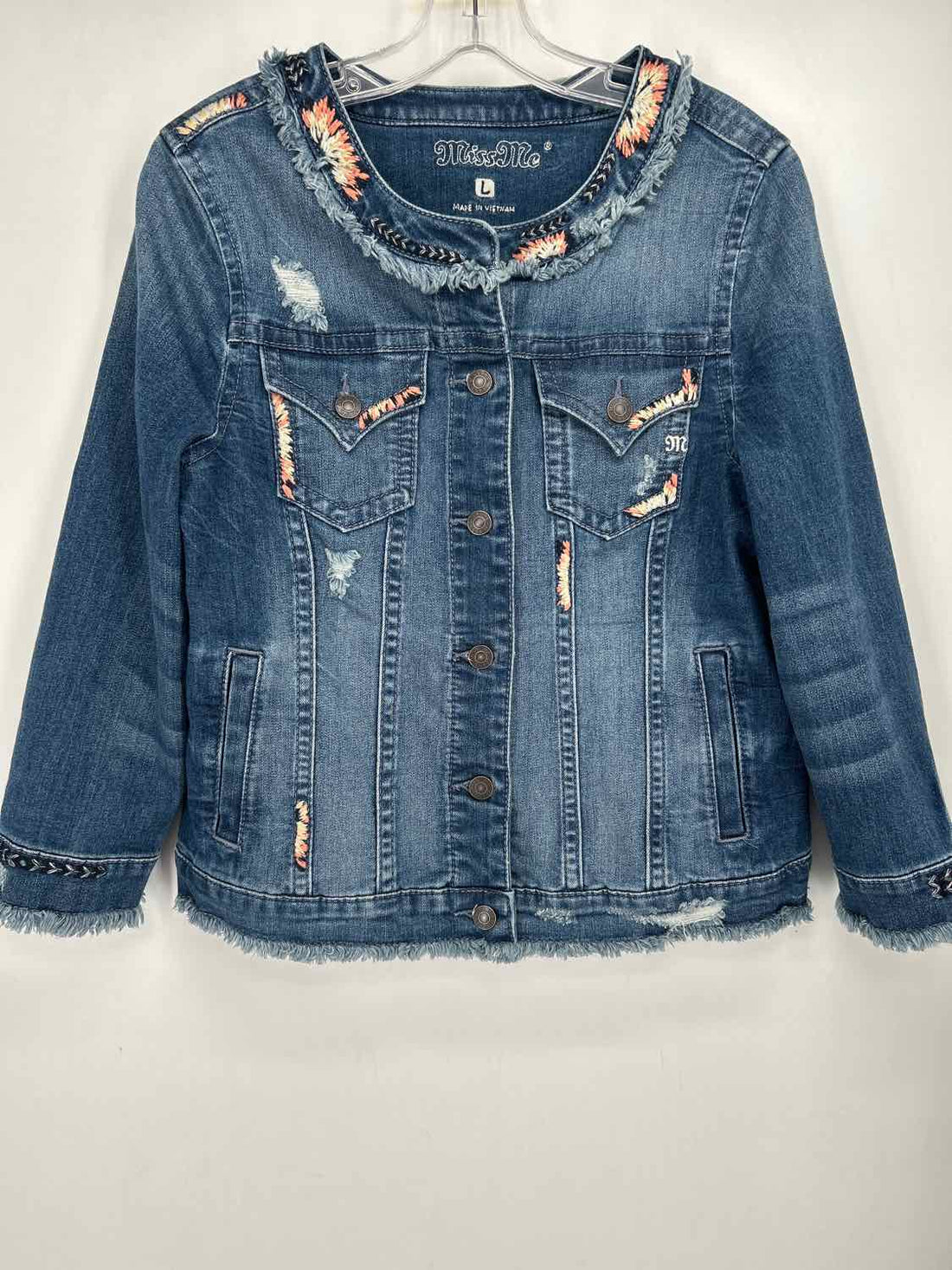 Miss Me Size L Denim Embroidered Jacket
