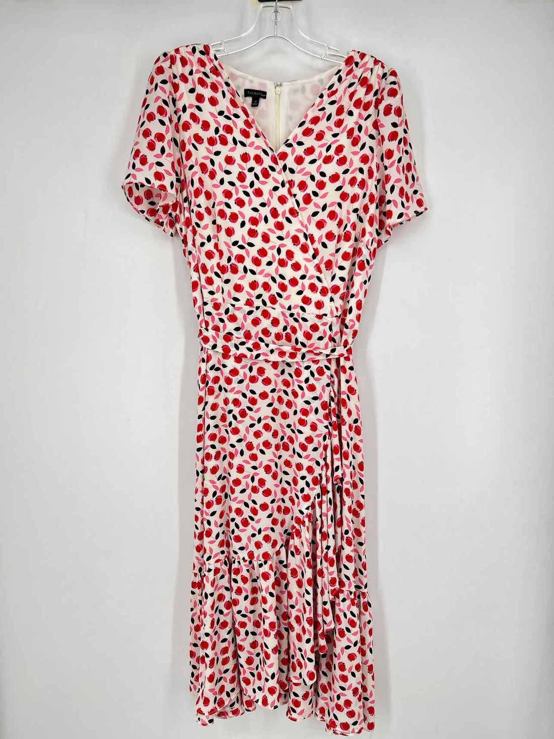Talbots Size 12 White Red & Pink Floral Short Sleeve Dress