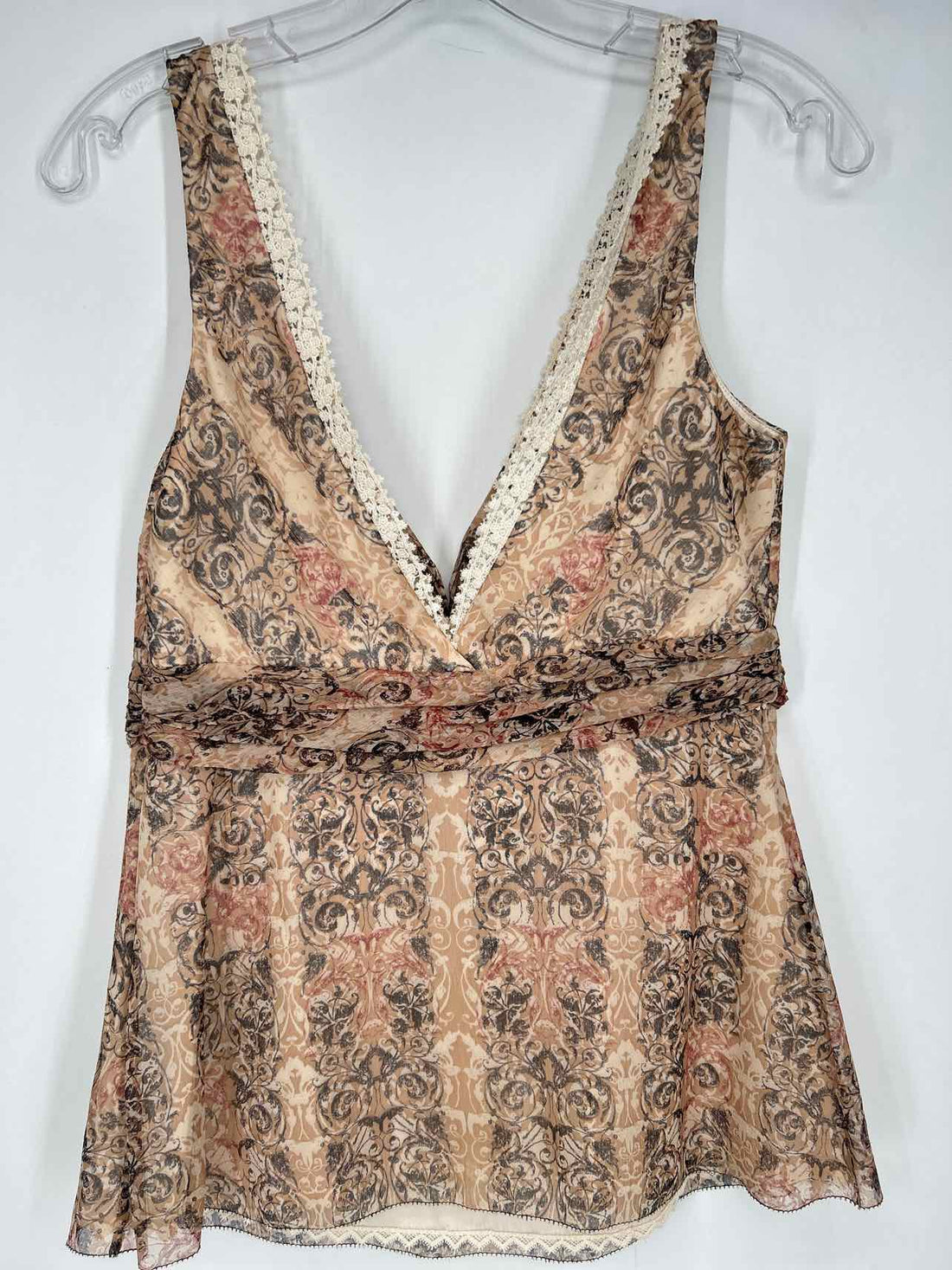 Tahari Size M Cream Print Silk NWT Sleeveless