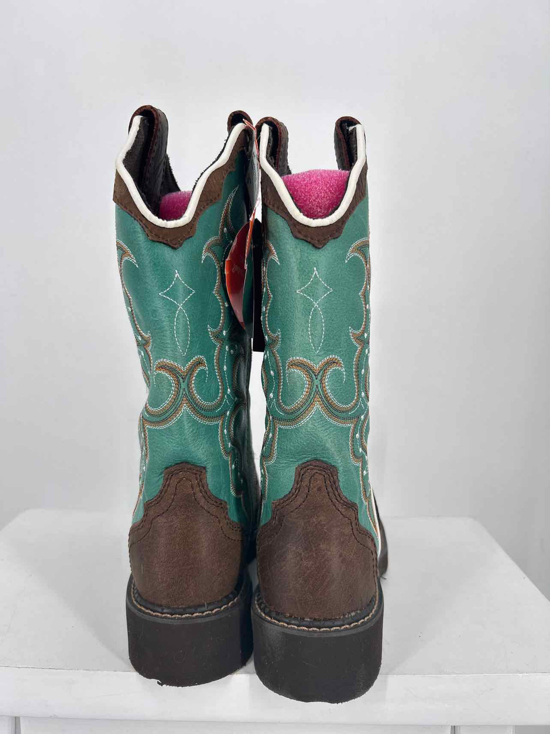 Justin Women Size 9 Brown & Teal NWT Genuine Leather Cowboy Boot