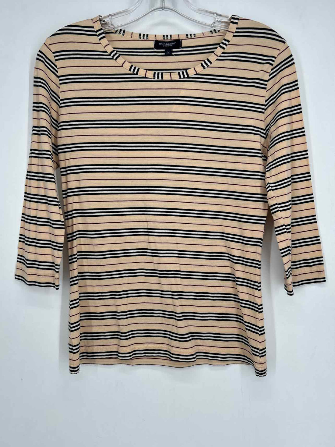 Burberry London Size M Beige Striped Long Sleeve
