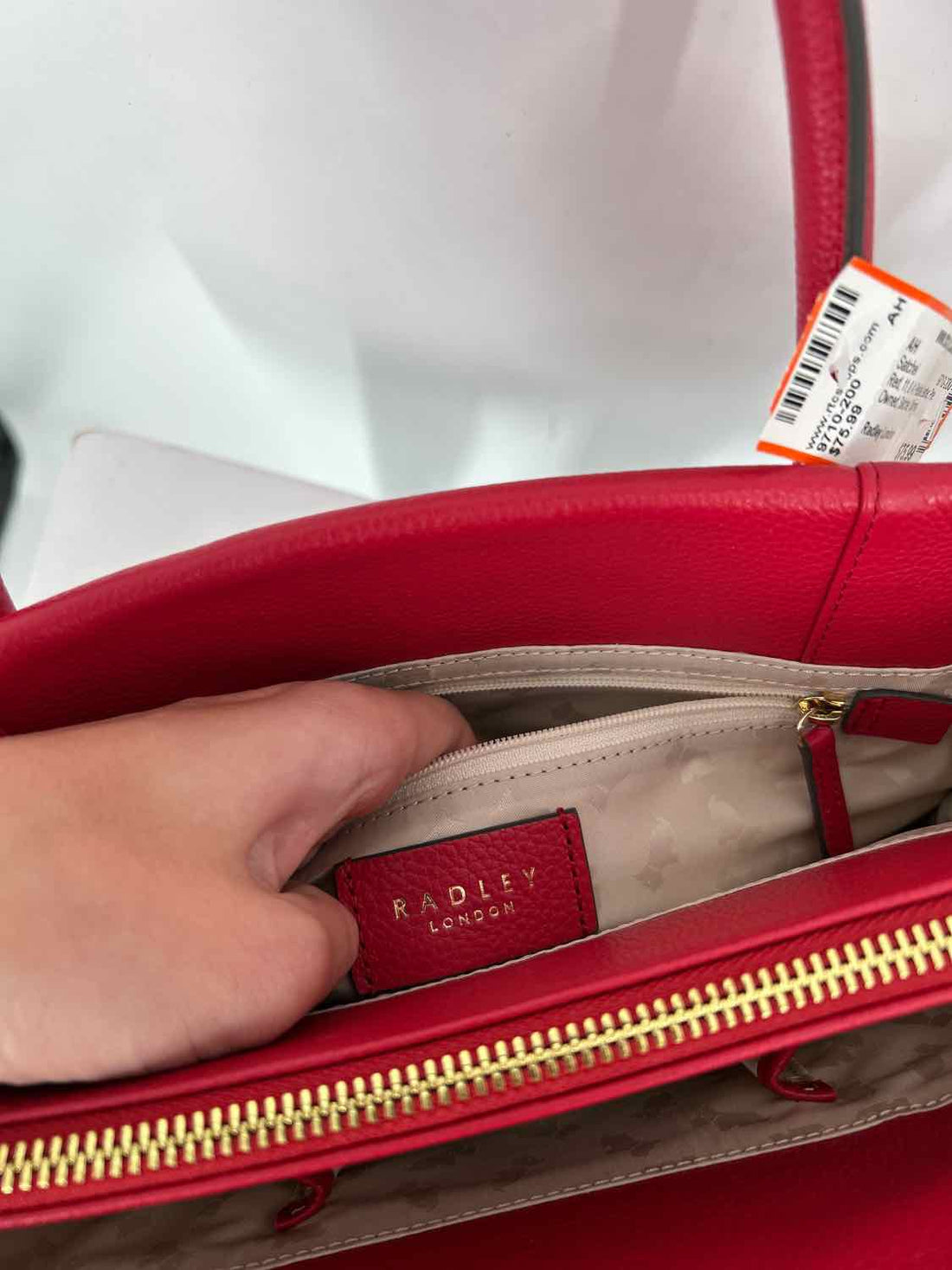 Radley London Red Pebbled Leather Pre Owned Satchel