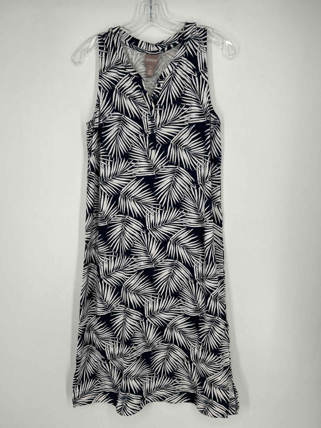 Chicos Size 1/S Navy & White Sleeveless Dress