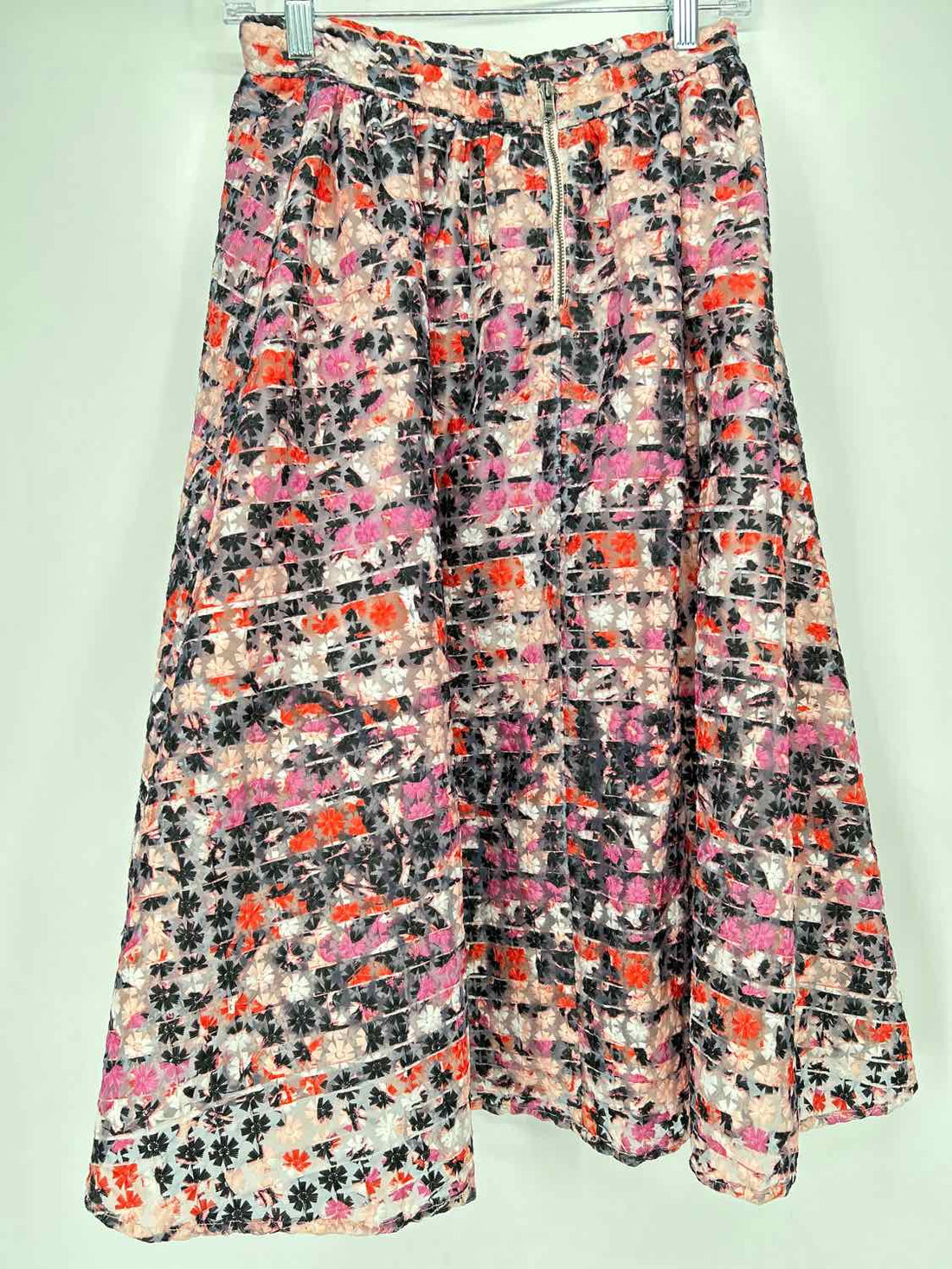 Sam Edelman Size 8 Black & Pink Floral Embroidered Skirts