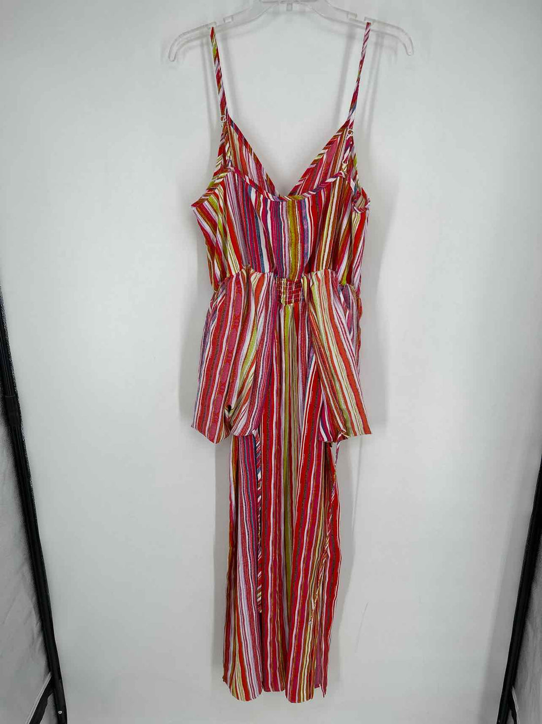 Nina Leonard Size L Multi Striped Short Sleeve Dress
