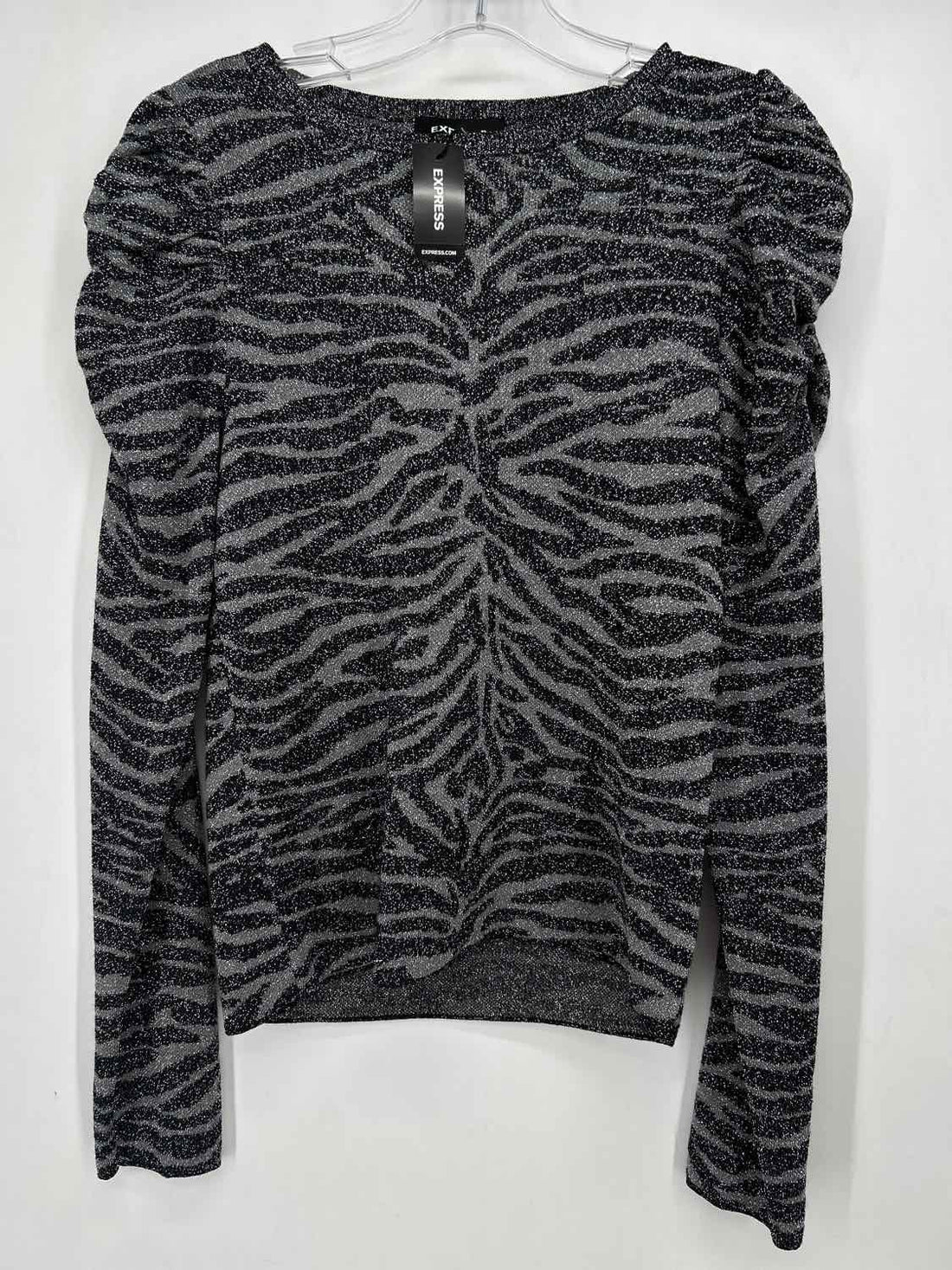 Express S Zebra Silver Long Sleeve Holiday