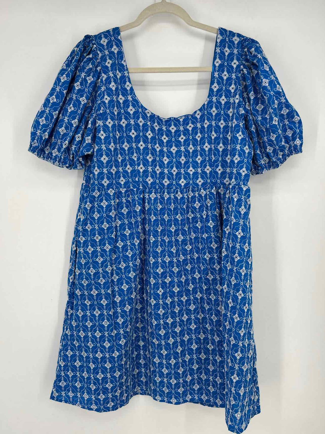 Rhode for Target Size L Blue Embroidered Short Sleeve Dress
