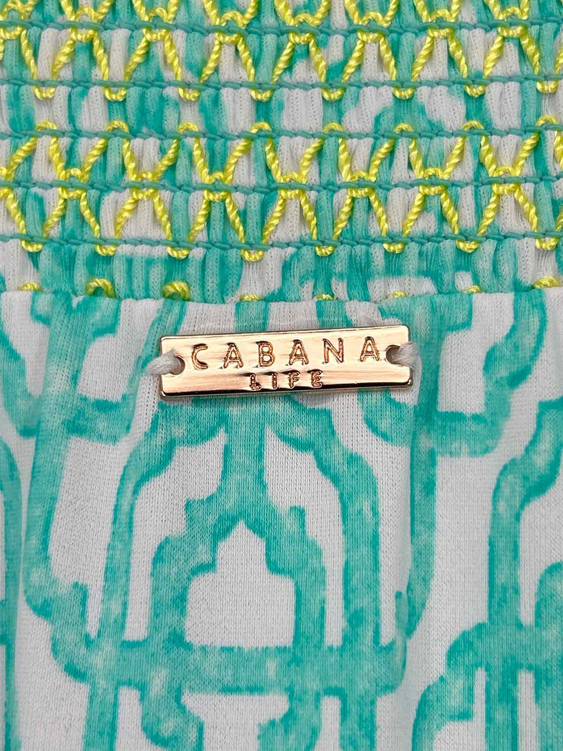 Cabana Life Size M White & Turquoise Print Dress
