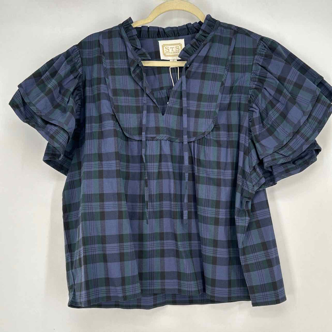 Sail To Sable M Navy Plaid New Boutique Top a