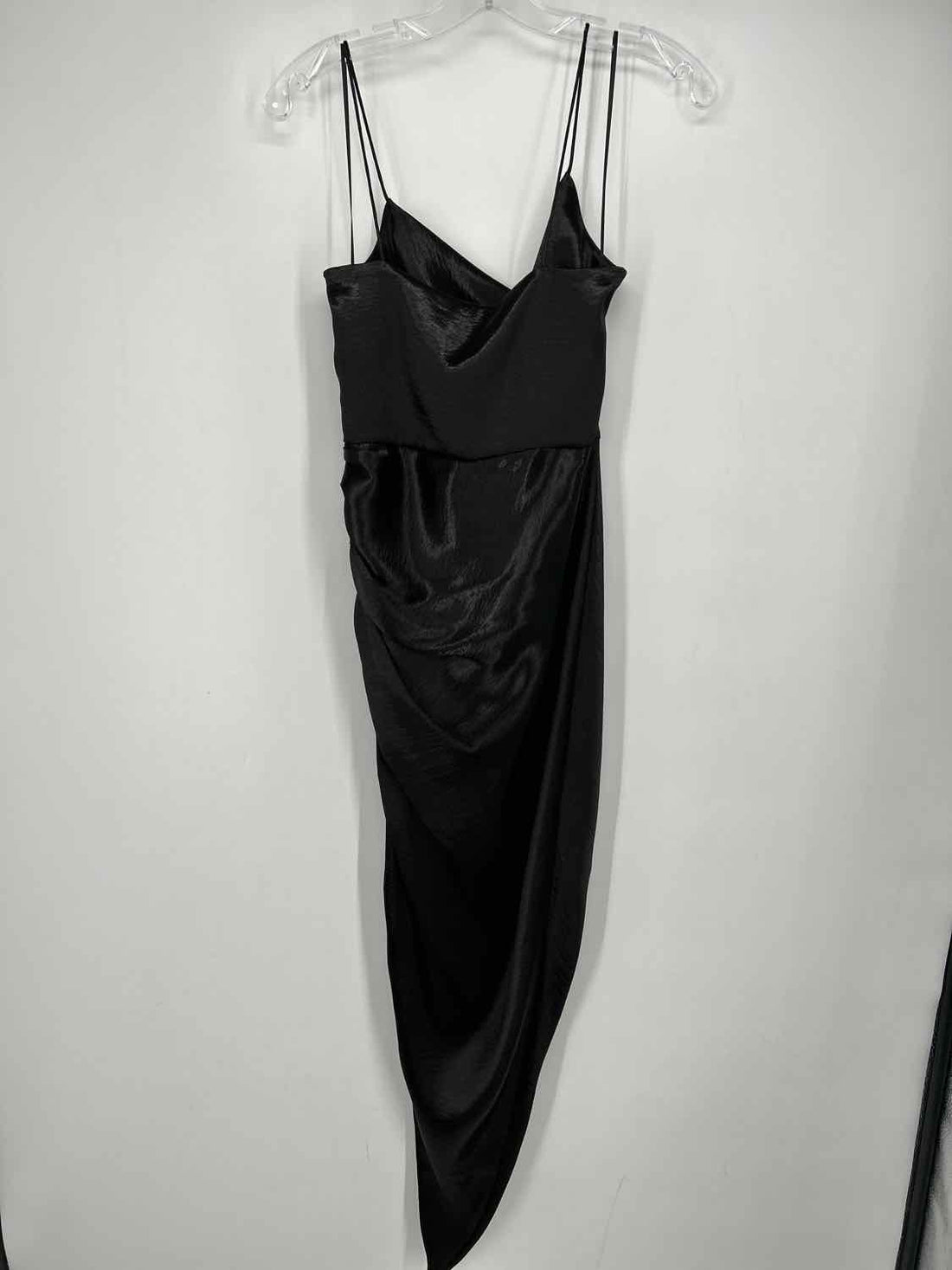 Aiifos Size S Metallic Black Satin Sleeveless Dress
