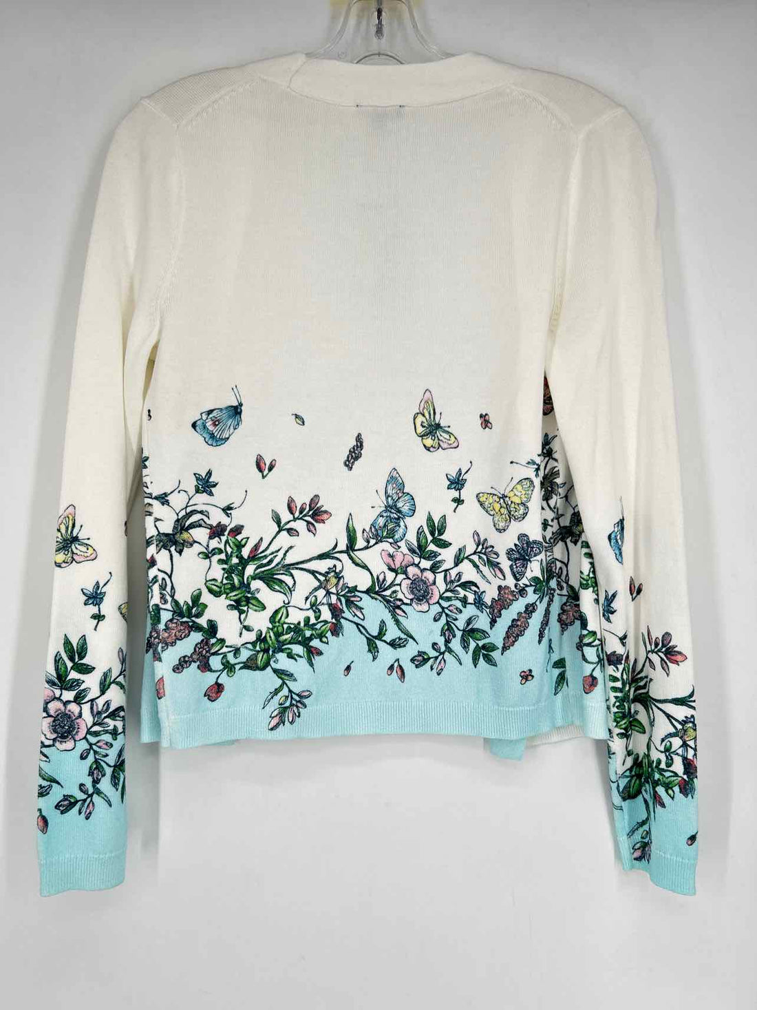 Talbots Size XS White Floral Cardigan
