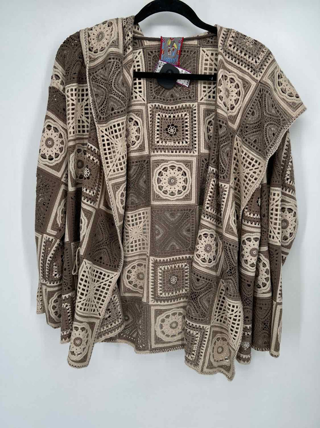 Johnny Was Size M Taupe & Cream Crochet Sold Out Cardigan