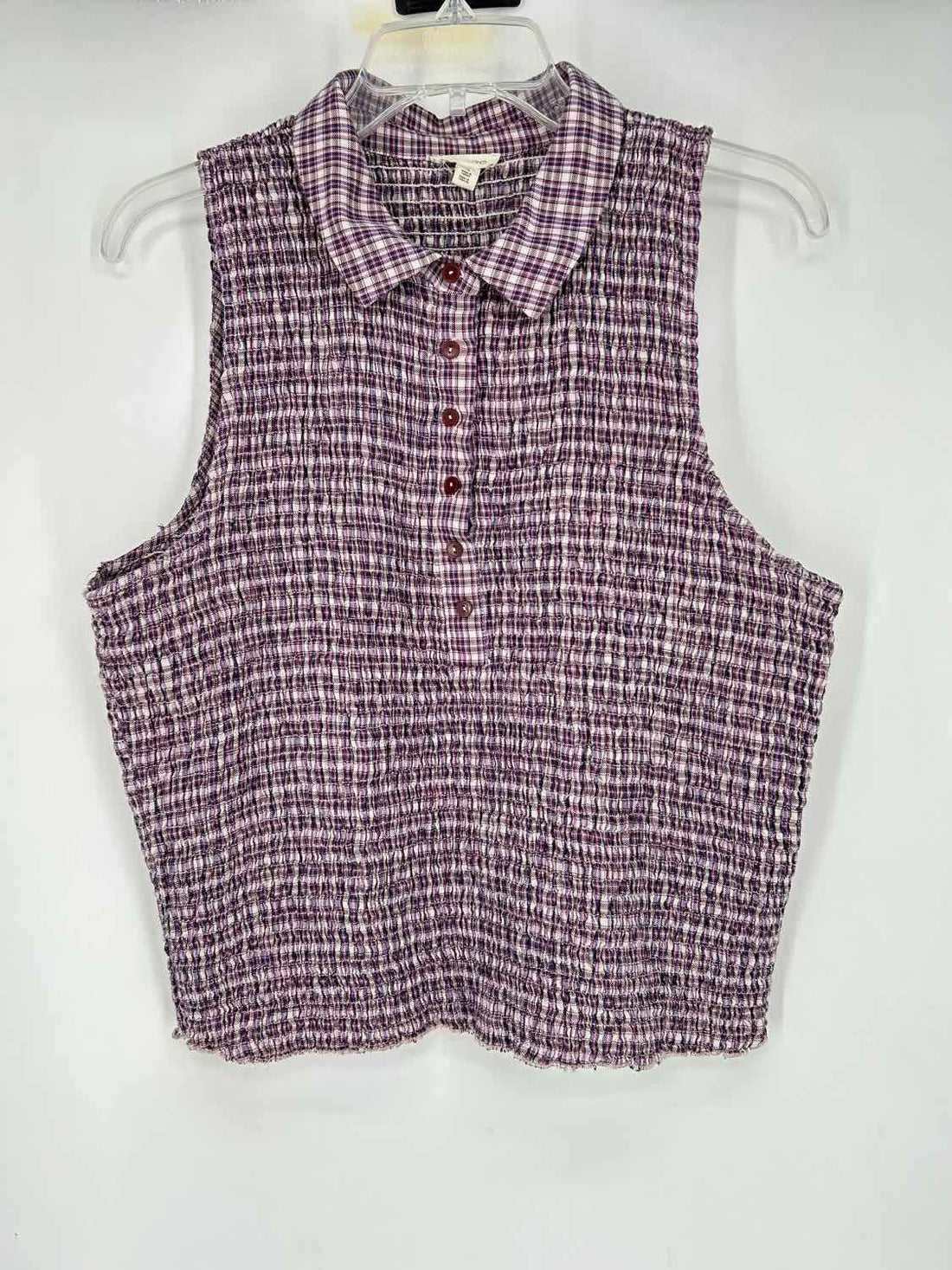 Pilcro Size XL Purple Plaid Sleeveless