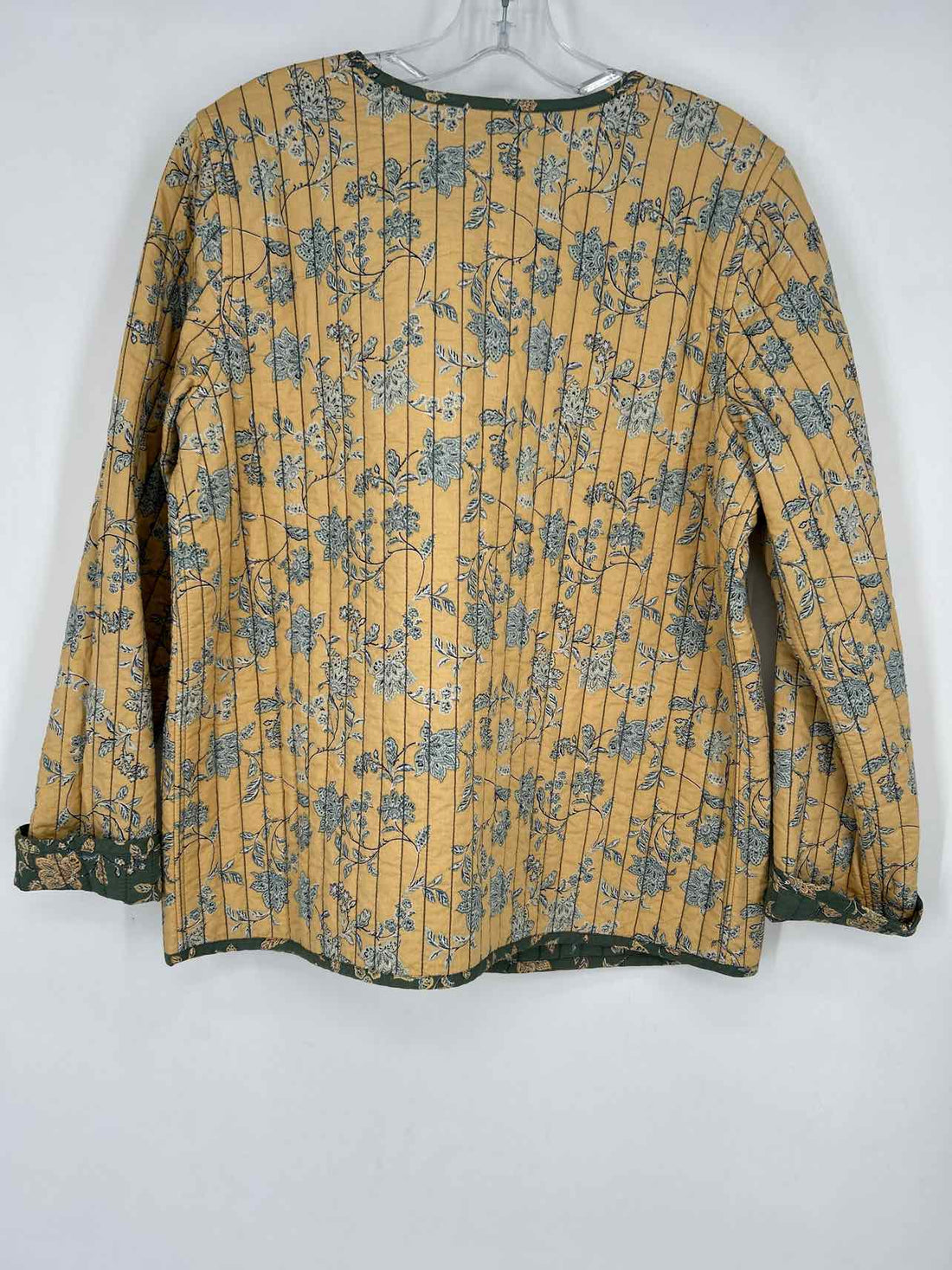 Pure Jill Size S Yellow & Green Floral Quilted Reversible Jacket