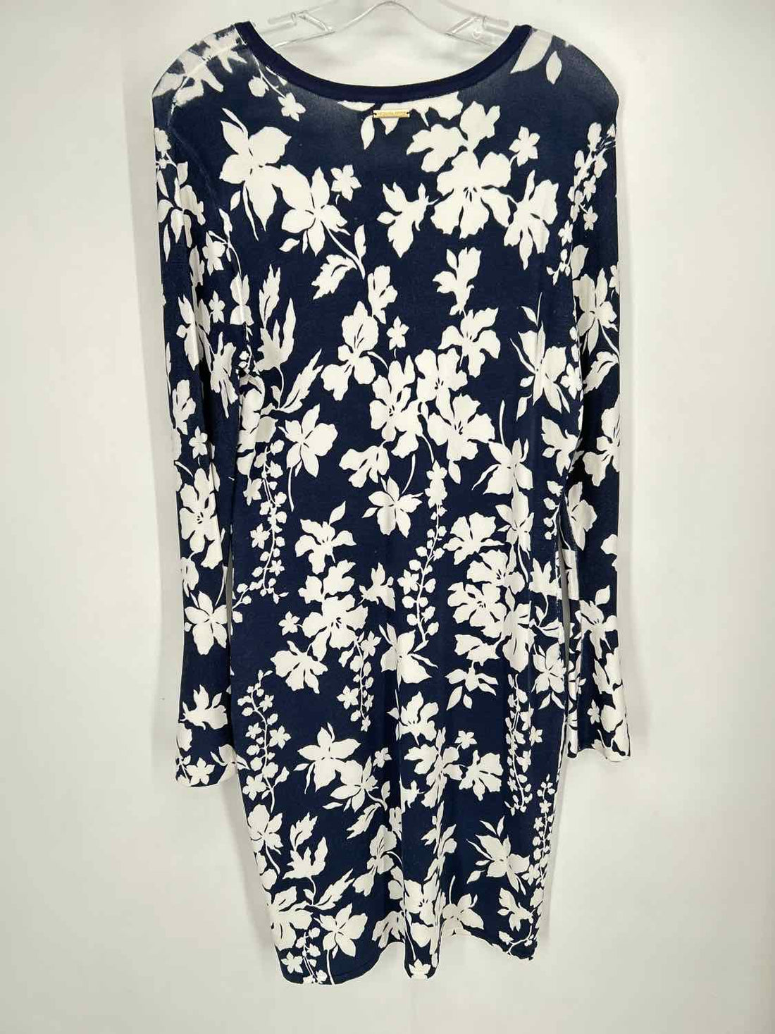 Michael Kors Size L Navy & White Print Dress