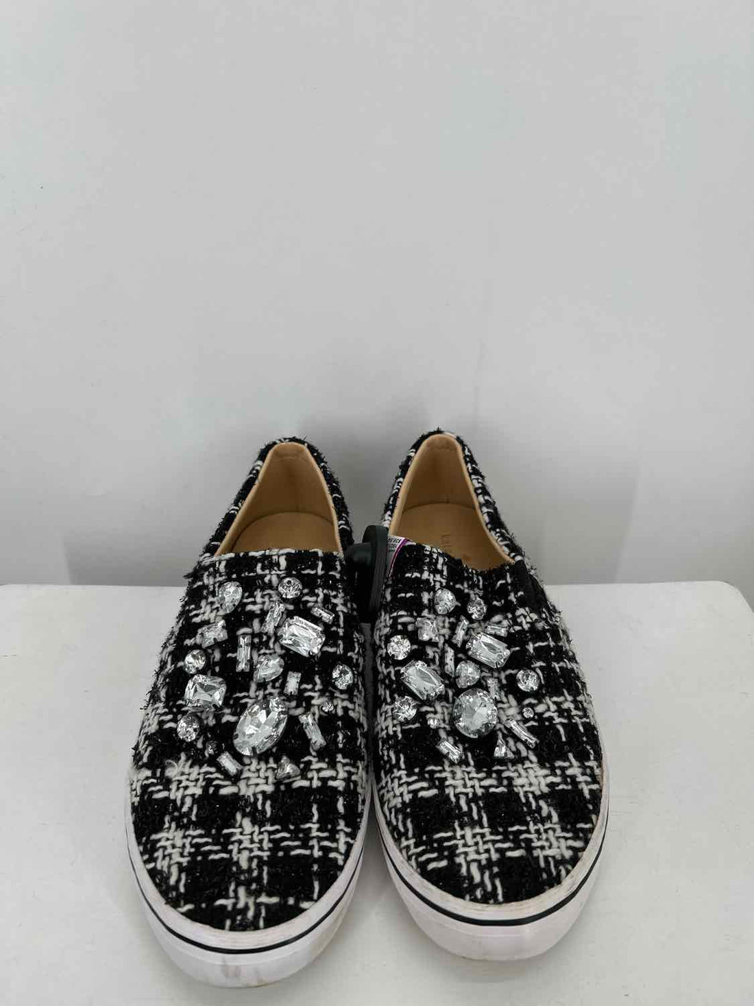 Kate Spade Women Size 9.5 Black & White Colorblock Pre Owned Tweed Flats