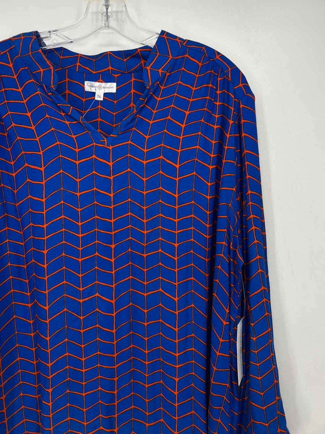 Stewart Simmons Size XXL Blue & Orange NWT Top/Blouse
