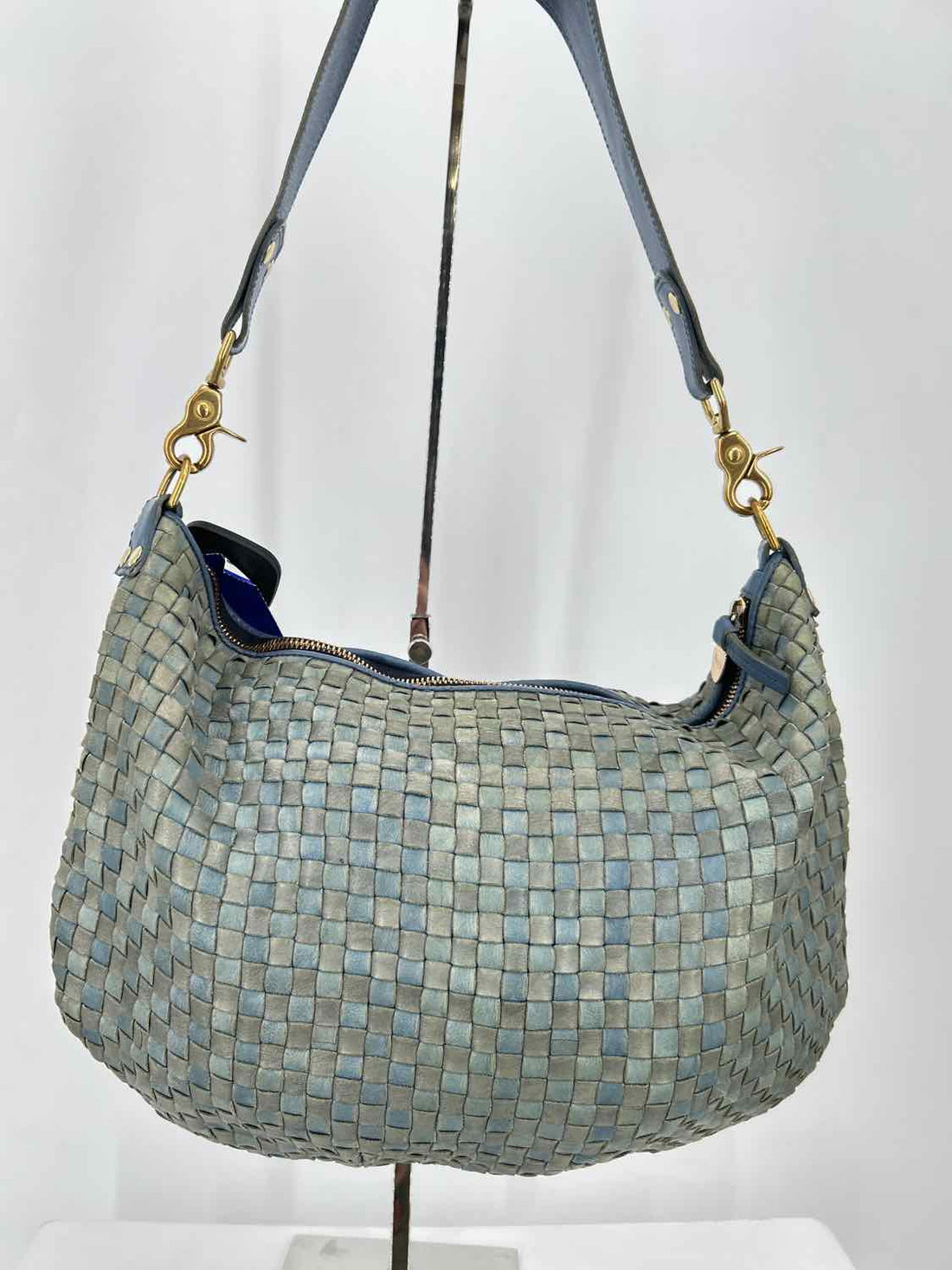 Clare V. Blue Leather Shoulder