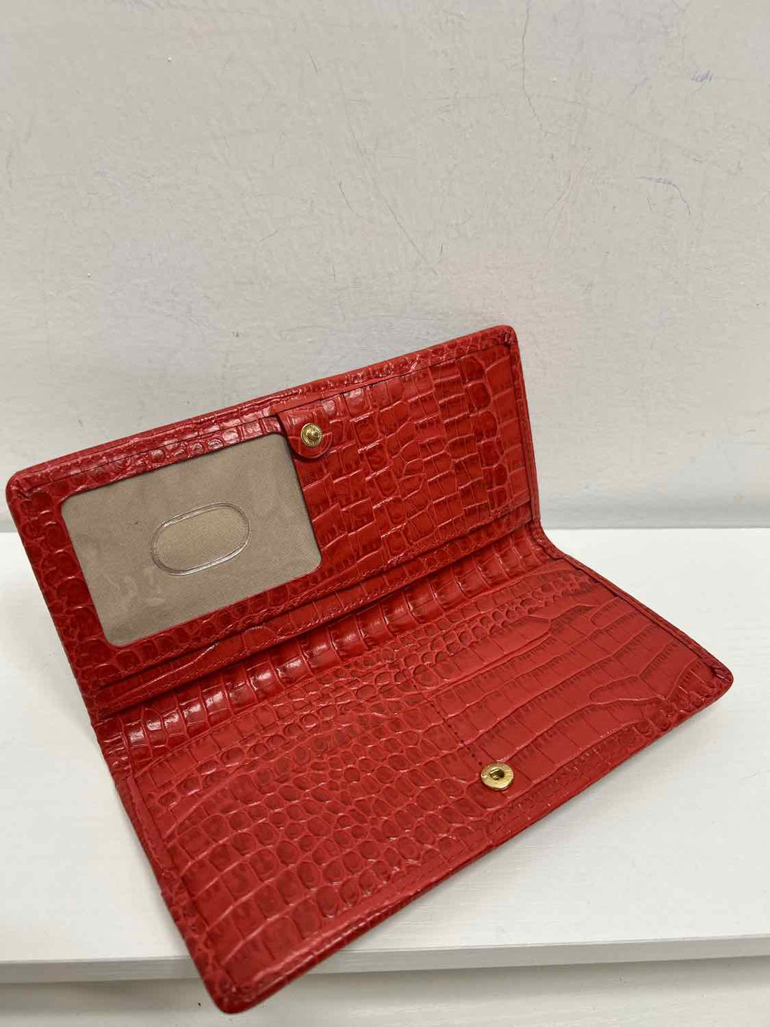Brahmin Red Rainbow Embossed Leather Pre Owned Wallet