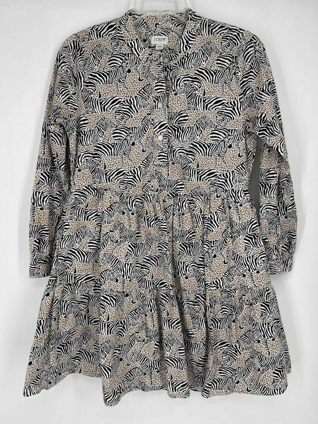 J Crew Size XXS Zebra & Leopard Long Sleeve Dress