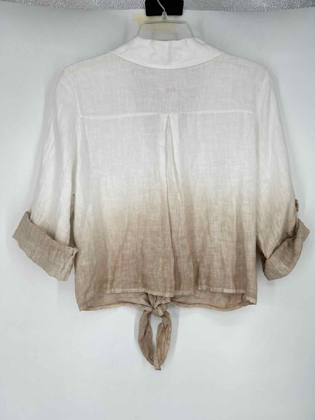 Milio Milano Size M White Ombre Linen 100% Long Sleeve