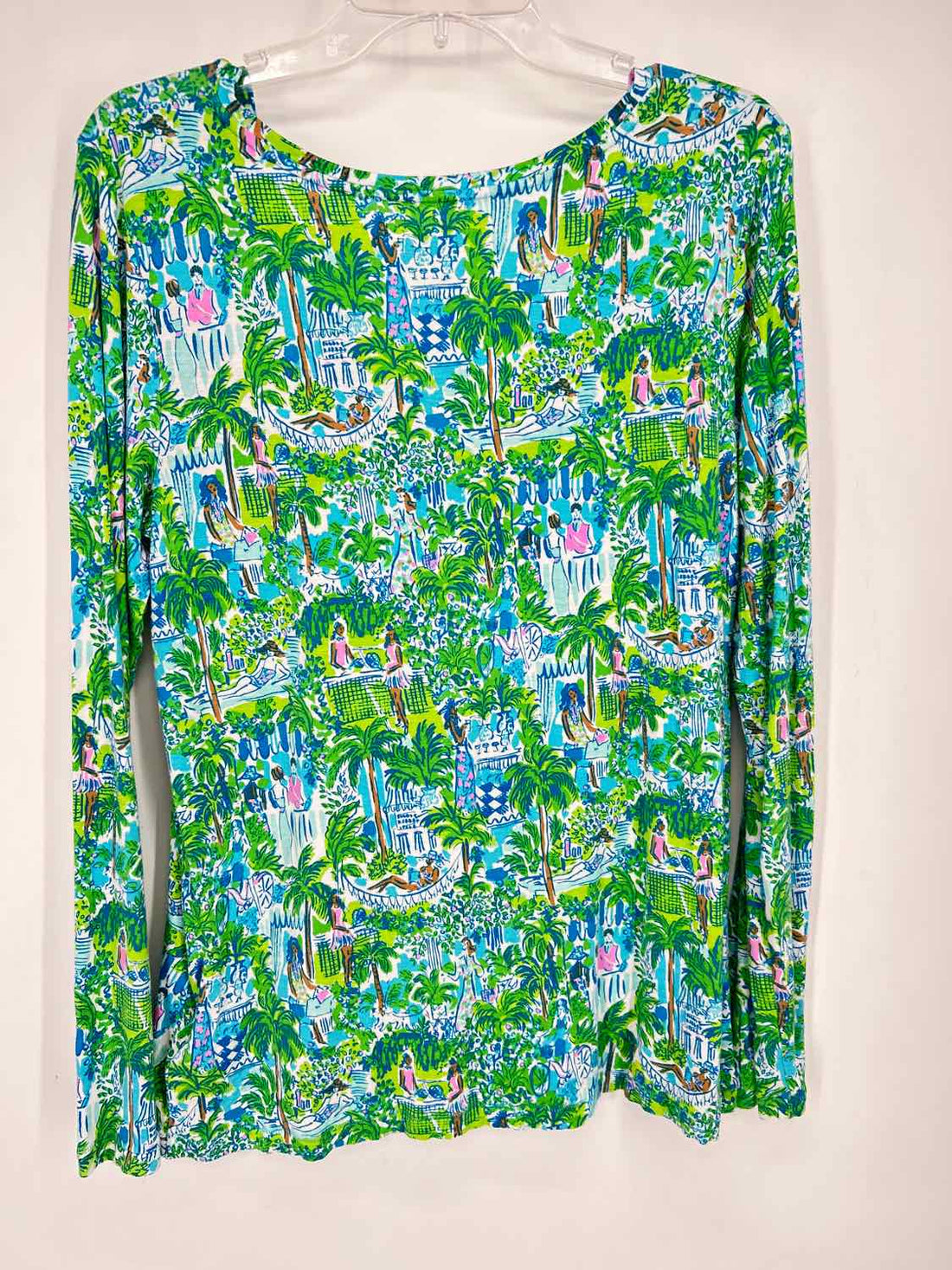 Lilly Pulitzer L Blue & Green Print Long Sleeve Lilly Pulitzer Top